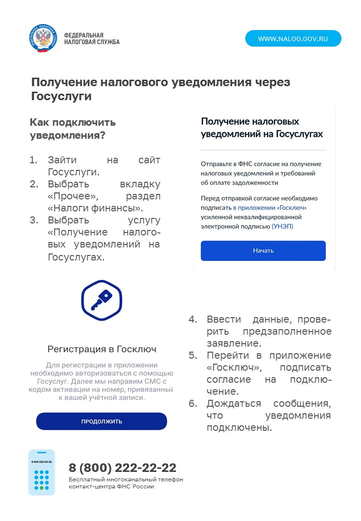 Получение налогового уведомления через  Госуслуги.