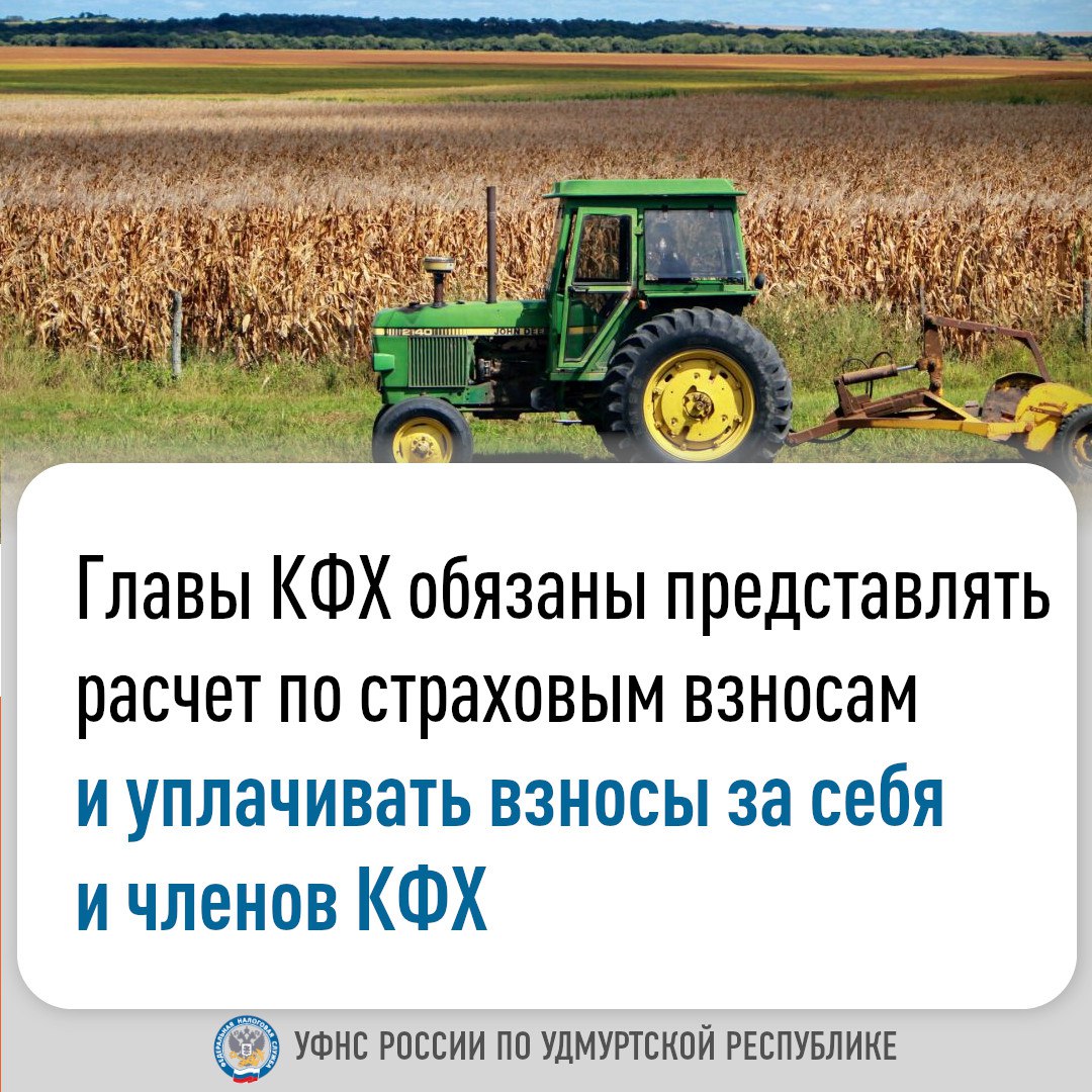 Главы КФХ обязаны представлять расчет по страховым взносам и уплачивать взносы за себя и членов КФХ.